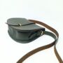 Leather Saddle Bag Loop Closure Crossbody Sam In Khaki Green, thumbnail 3 of 7