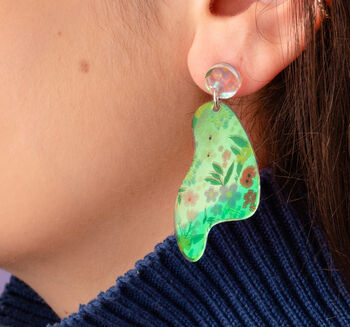 Sterling Silver Iridescent Summer Flowers Earrings, 2 of 3