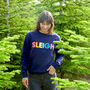 Neon Rainbow Sleigh Christmas Sweatshirt Jumper, thumbnail 3 of 7