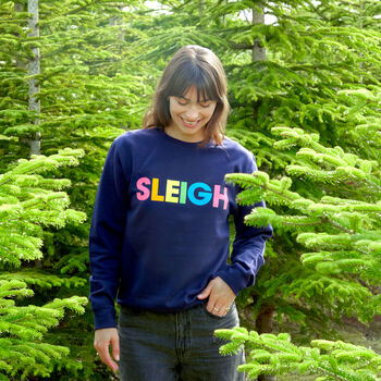 Neon Rainbow Sleigh Christmas Sweatshirt Jumper, 3 of 7