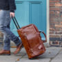 Personalised Mens Wheeled Leather Travel Bag. 'Dino L', thumbnail 1 of 11