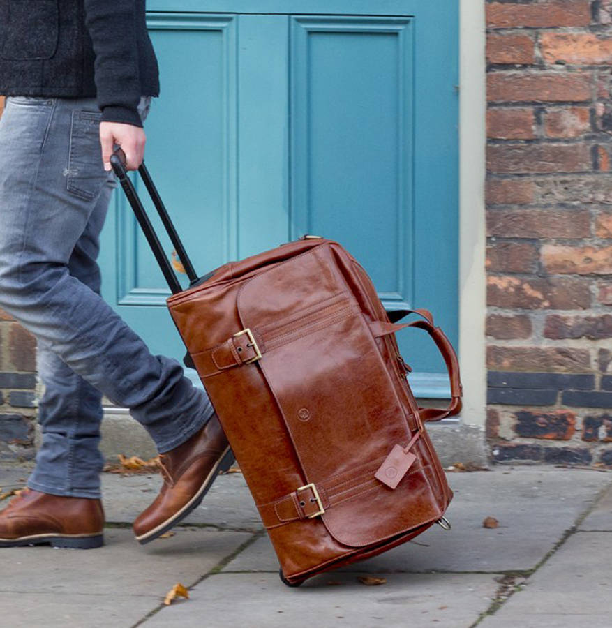 Luxury Mens Wheeled Leather Travel Bag. 'dino L' By Maxwell Scott Bags ...