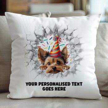 Personalised Birthday Celebration Yorkshire Terrier Break Through, 5 of 7