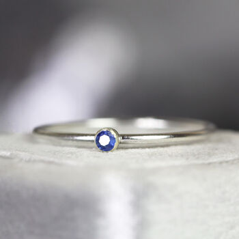 Blue Sapphire Solitaire Ring Gold Or Silver, 2 of 12