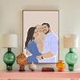 Custom Family Portrait Line Art Colour Block Gift, thumbnail 1 of 9