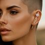 Sterling Silver Hexagon Moonstone Ear Pin Earrings, thumbnail 2 of 5