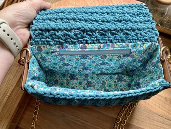 Bespoke Handmade Crochet Bag With Wood Panel, 4 of 7