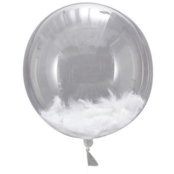 Clear White Feather Filled Orb Balloons Three Pack, 2 of 3