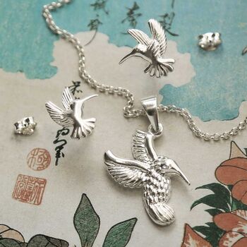 Sterling Silver Hummingbird Necklace, 3 of 6