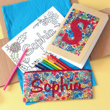 Liberty Personalised Pencil Case Colouring Gift Set, 2 of 10
