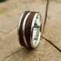 Silver Wave Ring With Dark Oak Inlay, thumbnail 4 of 10