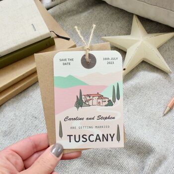 Tuscany Save The Date Luggage Tag, 4 of 4