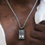 Palm Tree Pendant Steel Necklace For Men, thumbnail 8 of 10
