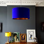 Electric Blue Silk Lampshade With Copper Or Gold Lining, thumbnail 1 of 9