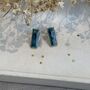 Crackle Blue Green Ceramic Bar Stud Earrings Minimalist Rectangular Studs, thumbnail 4 of 11