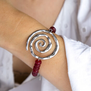 Red Gemstone And Spiral Pendant Necklace, 5 of 6
