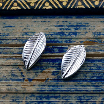 Sterling Silver Leaf Stud Earrings, 3 of 6