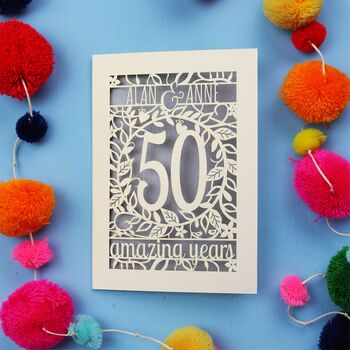 Golden Wedding Anniversary Card 50 Amazing Years, 9 of 10