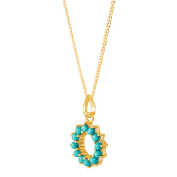 Halo Radiance Turquoise Gold Plated Pendant Necklace, 3 of 10