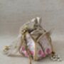 Pink Handcrafted Raw Silk Potli Bag/Wrist Bag, thumbnail 6 of 8