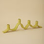 Handmade Chartreuse Wavy Ceramic Candelabra For Four Candles, thumbnail 5 of 9