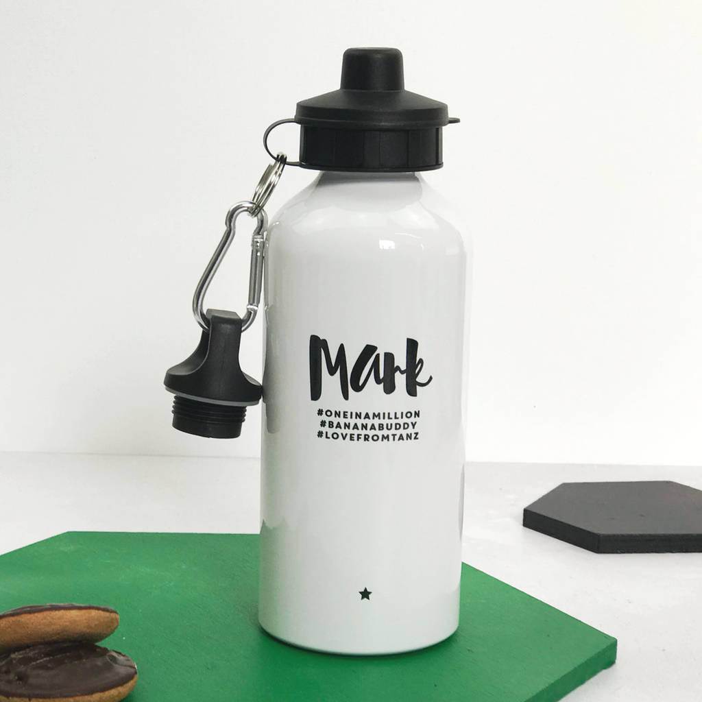 Personalised Monochrome Hashtag Water Bottle By XOXO