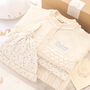 Unisex Baby Pebble Cardigan, Babygrow, Hat And Blanket Set, thumbnail 5 of 12