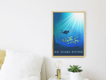 Go Scuba Diving Travel Poster Art Print, 3 of 8