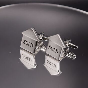 Sold House Cufflinks Gift Silver Real Estate, 3 of 3