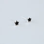 Sterling Silver Tiny Black Star Studs, thumbnail 1 of 4