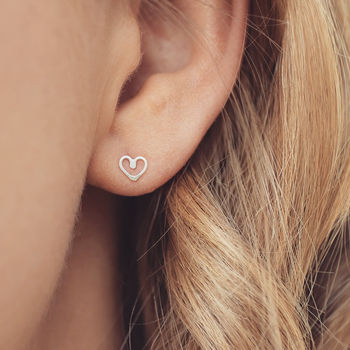 Tiny Earrings. Heart Stud Earrings, 9 of 10