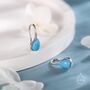 Sterling Silver Pear Cut Turquoise Stone Drop Hook Earrings, thumbnail 6 of 12