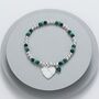 Green Crystal Silver Plated Bracelet Twin Heart Charms, thumbnail 1 of 2