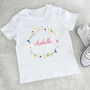 Easter Floral Wreath Personalised Kids T Shirt, thumbnail 3 of 7