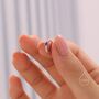 Tiny Pear Shape Sapphire Blue Cz Huggie Hoops, thumbnail 8 of 11