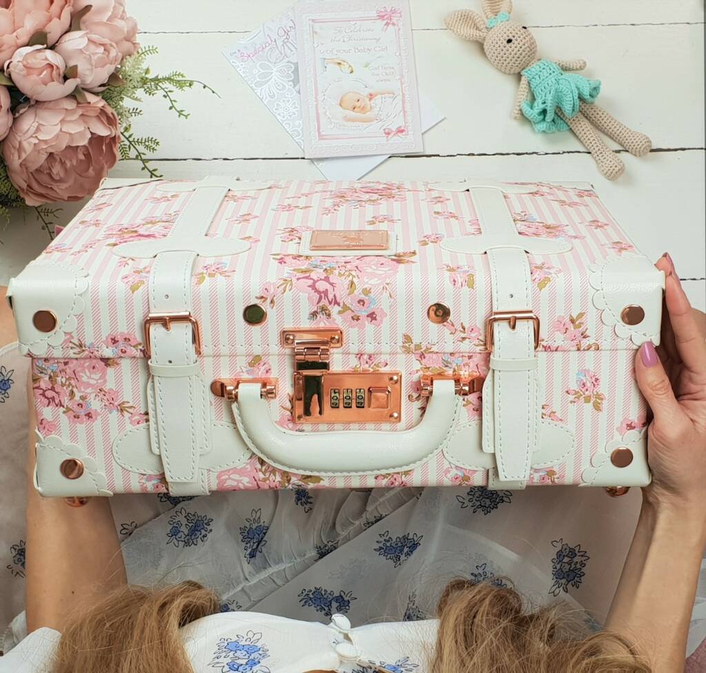 Stunning Keepsake Suitcase In Vintage Floral By Natural Baby Box