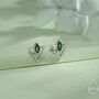 Sterling Silver Triangle And Emerald Green Marquise Cz Arrow Stud Earrings, thumbnail 1 of 12