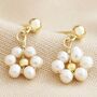 Freshwater Pearl Daisy Drop Earrings In Gold Plating, thumbnail 1 of 4