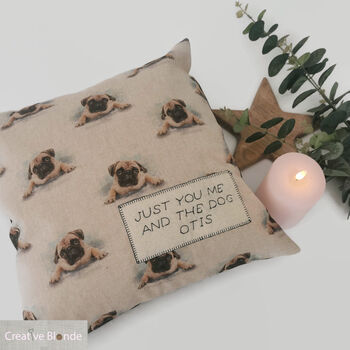 Custom Dog Gift Pug, Personalised Cushion, Pet Memorial, 7 of 12