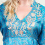 Zaria Blue Silk Print Embroidered Dress 21, thumbnail 3 of 3