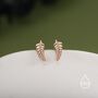 Little Fern Leaf Internally Threaded Flat Back Earrings In Sterling Silver, thumbnail 4 of 10