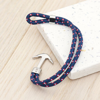Personalised Men's Blue Rope Nautical Anchor Bracelet, 4 of 9