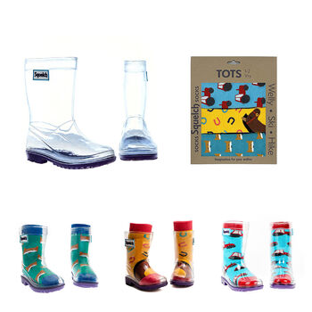 Squelch Transparent Wellies And Three Sock Set Fox, 2 of 7