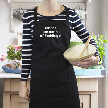 Personalised Black 100% Cotton Chef's Apron, 2 of 4