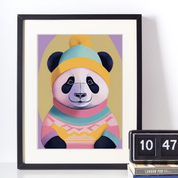 Cosy Panda Portrait Illustration Art Print, 2 of 3