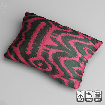 Fuchsia And Black Traditional Handwoven Cushion Cover, 3 of 6