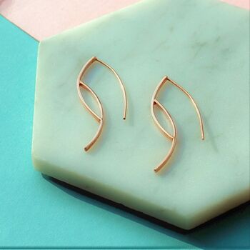 Ellipse Rose/Gold Plated Sterling Silver Drop Earrings, 5 of 7