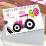 Personalised Pink Tractor Birthday Card, thumbnail 1 of 10