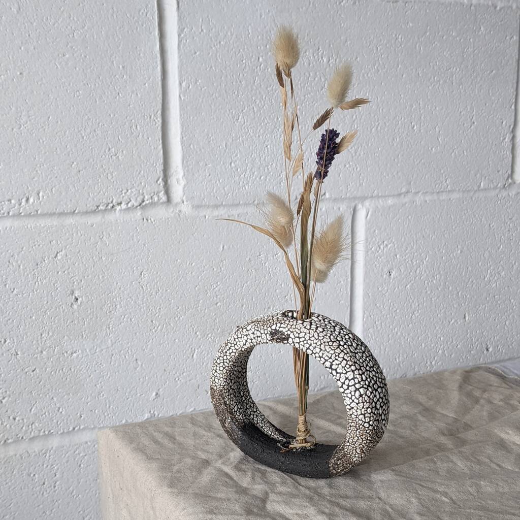 Black Clay Handmade Doughnut Vase By Rebecca Ridley Ceramics