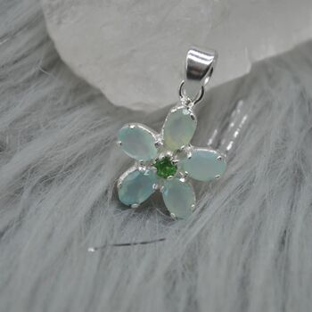 Aqua Chalcedony, Emerald Pendant Necklace, 2 of 6